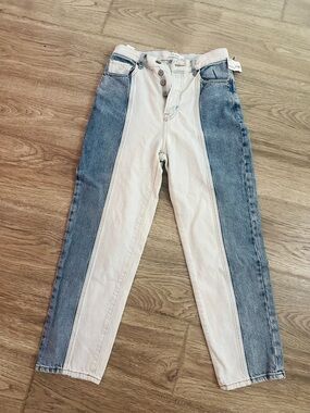 PacSun Two-Tone Blue and White High-Rise Panel Jeans